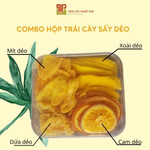 Combo trái cây sấy dẻo Mix 5 Loại Xoài, Dứa, Mít, Cam, Đu Đủ TROPITO