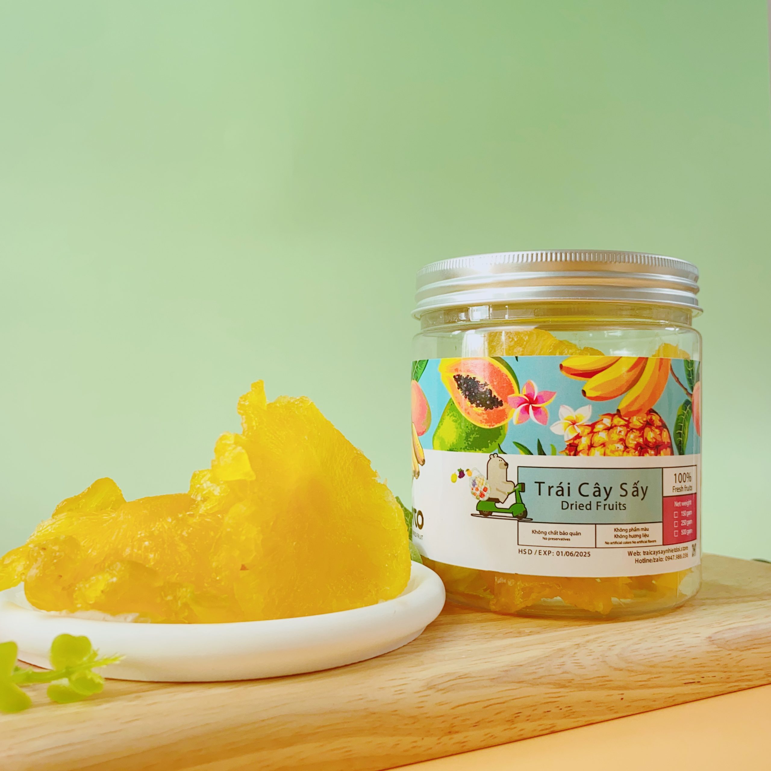 Mứt dứa sấy dẻo, Mứt thơm sấy dẻo Túi 500G sấy không đường tự nhiên tốt cho sức khỏe
